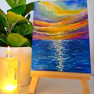 Mini original painting sunset on sea 🌊